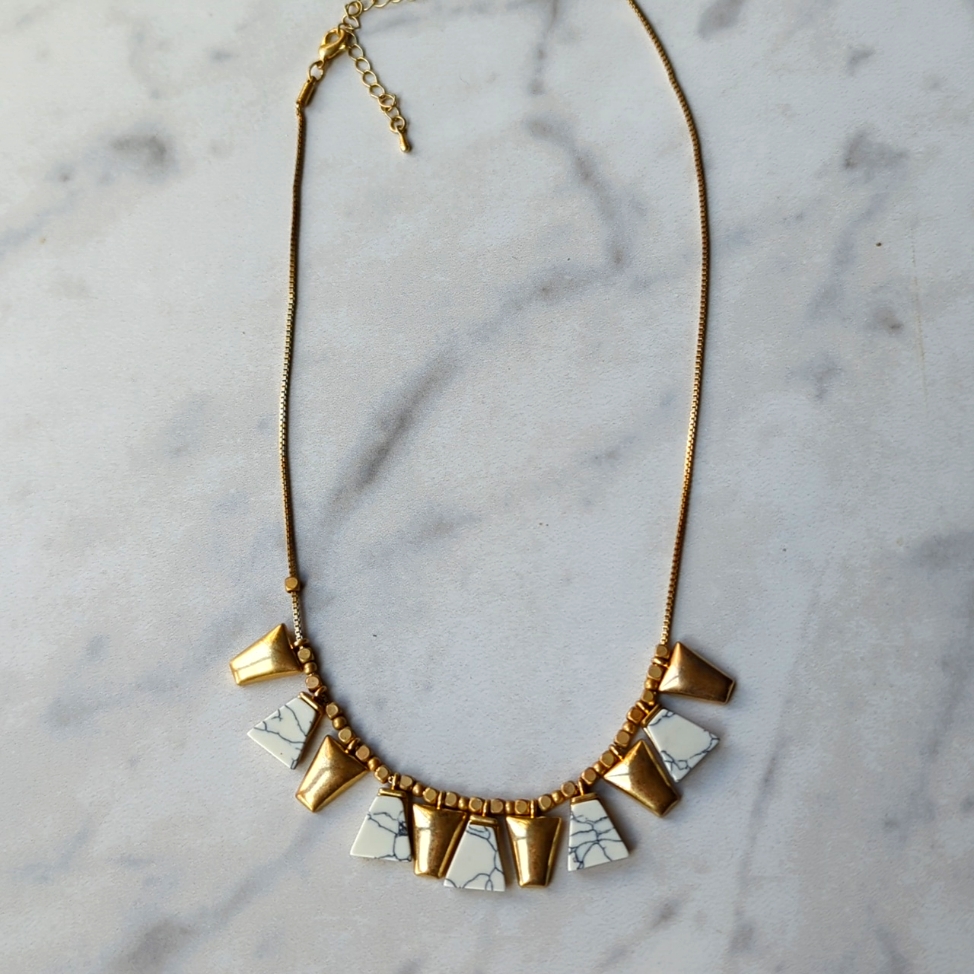 Marble And Gold Abstract Necklace 9$